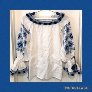 March 11 Linen Embroidered Mini Dress or Tunic Top